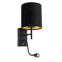 QAZQA Art Deco wandlamp zwart met velours kap - Stacca - thumbnail