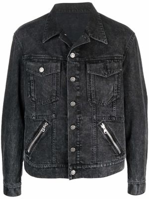Balmain veste en jean à détail de zip - Noir