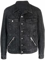 Balmain veste en jean à détail de zip - Noir