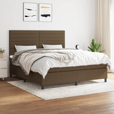 Boxspring met matras stof donkerbruin 160x200 cm