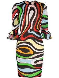 PUCCI robe courte cintrée à imprimé Marmo - Noir