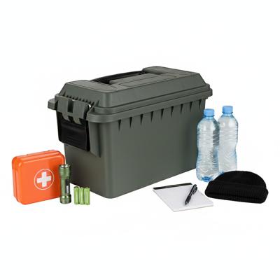 Nood Pakket opberg box kist - waterdicht - kunststof - 36 x 19 x 22 cm - 14 liter Nood Pakket opberg box kist - waterdicht - kunststof - 36 x 19 x 22 cm - 14 liter