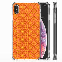 Apple iPhone Xs Max Doorzichtige Silicone Hoesje Batik Oranje - thumbnail