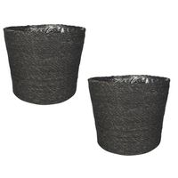 Set van 3x stuks plantenpot/bloempot van jute/zeegras diameter 30 cm en hoogte 26 cm grijs - thumbnail