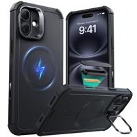 iPhone 16 Cyber Tough Magnetic Case (Camera Control, Stash Stand) - Black