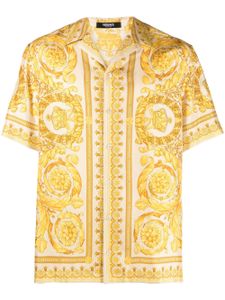 Versace chemise en soie à imprimé Barocco - Jaune