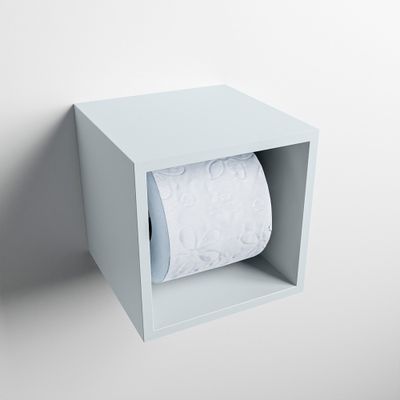 MONDIAZ Easy Toiletrolhouder CUBE 160 solid surface 16x16cm kleur Clay. Geschikt voor op en inbouw.