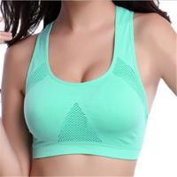 Hoge stretch ademend top fitness vrouwen padded sport-BH (groen)