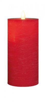 Stompkaars rustiek wax bewegende vlam 15x7,5 cm rood - Annas collection