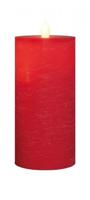 Stompkaars rustiek wax bewegende vlam 15x7,5 cm rood - Annas collection