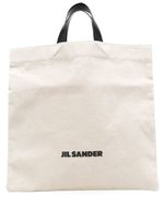 Jil Sander sac cabas en lin à logo imprimé - Blanc - thumbnail