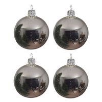 4x Zilveren glazen kerstballen 10 cm glans - thumbnail