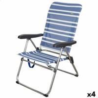 Strandstoel Aktive Mykonos Blauw 47 x 93 x 63 cm (4 Stuks)