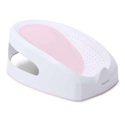 INGENUITY Antislip babybadzitje voor meisjes, van 0 tot 6 maanden of 9 kg, geperforeerde zitting om water te laten stromen, Roze