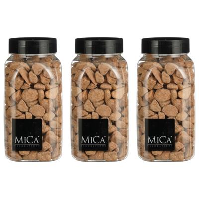 Mica Decorations decoratie stenen - 3x - 1 kilo - 650ml - terra mix - hobby steentjes
