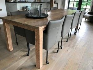 Set van 8 leren kuip eetkamerstoelen - met wieltjes - bruin leer - Echt leer, Modern, ontdek de vele Leersoorten en Kleuren bij ShopX