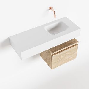 Toiletmeubel Mondiaz Andor | 80 cm | Meubelkleur Washed oak | Lex vrijhangend wastafel Talc Rechts | Zonder kraangat
