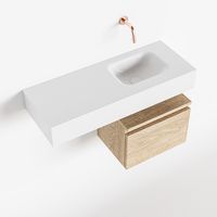 Toiletmeubel Mondiaz Andor | 80 cm | Meubelkleur Washed oak | Lex vrijhangend wastafel Talc Rechts | Zonder kraangat