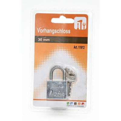 Hangslot met 3 sleutels - 30 mm - messing - kofferslot