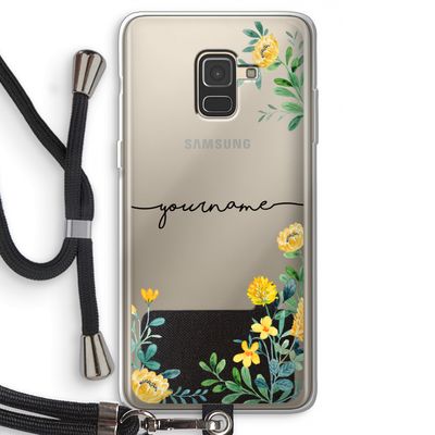 Gele bloemen: Samsung Galaxy A8 (2018) Transparant Hoesje met koord