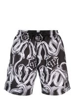 Philipp Plein short de bain imprimé à logo - Noir - thumbnail