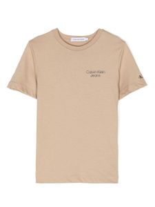 Calvin Klein Kids t-shirt en coton à logo imprimé - Marron