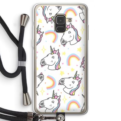 Rainbow Unicorn: Samsung Galaxy A8 (2018) Transparant Hoesje met koord