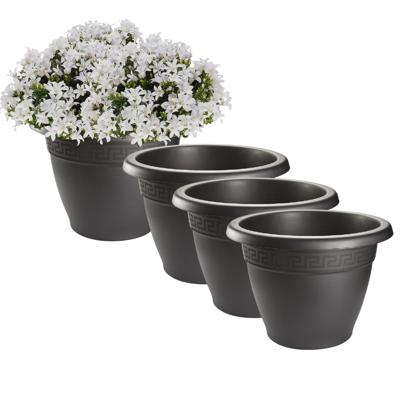 PlasticForte Plantenpot - 4x - antraciet - kunststof - 16 x 11 cm - voor buiten