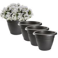 PlasticForte Plantenpot - 4x - antraciet - kunststof - 16 x 11 cm - voor buiten