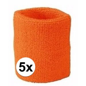 5x Oranje zweetbandje voor pols