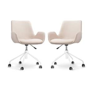 Nolon Nout-Eef Bureaustoelen Set van 2 - Beige - Wit Onderstel