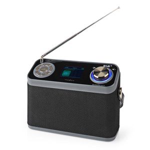 Nedis RDDB5200BK Dab+ Radio Tafelmodel Dab+ / Fm 2.4 " Kleurenscherm Batterij Gevoed / Netvoeding Digitaal 24 W Bluetooth® Koptelefoonoutput Wekker Slaaptimer Handgreep Zwart