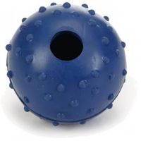 Rubber bal massief met bel hondenspeeltje blauw 5 cm - thumbnail