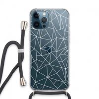 Geometrische lijnen wit: iPhone 13 Pro Max Transparant Hoesje met koord