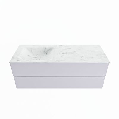 MONDIAZ VICA-DLUX 130cm badmeubel onderkast Cale 2 lades. Inbouw wastafel CLOUD links 1 kraangat, kleur Opalo.
