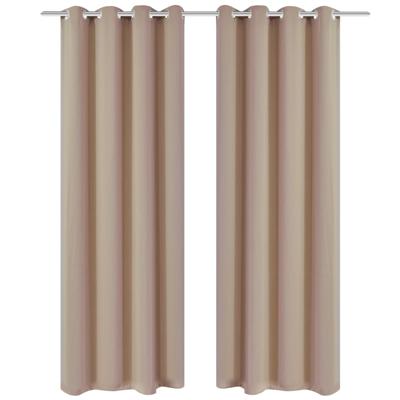 VidaXL Gordijnen met metalen ringen verduisterend 135x175 crème 2 st