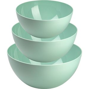 Plasticforte voedsel serveer schalen set - 3x stuks - mintgroen - kunststof - Dia 20/25/28 cm