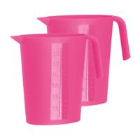 Schenkkan/waterkan - 2x - fuchsia roze - 1,75 liter - kunststof - L22 x H20 cm - thumbnail