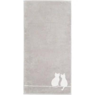 Cawö Cawö Cute Cats 6263 Badlaken 80x150 platin/wit