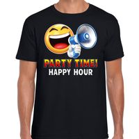 Funny emoticon t-shirt Party time happy hour zwart heren Funny emoticon t-shirt Party time happy hour zwart heren