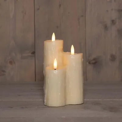 Anna&apos;s Collection LED druipkaars 3d flame set 11x16.5 cm ivoor 3 stuks