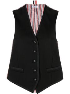 Thom Browne veston boutonné à col v - Noir