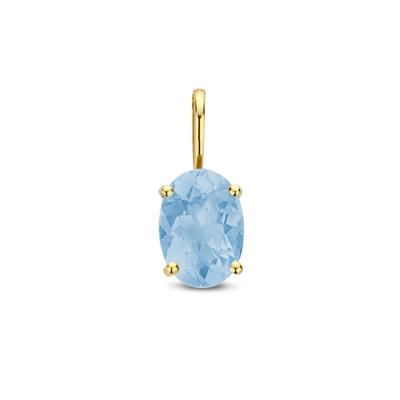 14k Gouden Hanger Geboortesteen Blauwe Topaas December 12,5mm