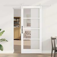 Schuifdeur met Hardware Set Wit 86x198,5 cm Massief Vurenhout