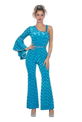 Disco Catsuit Velvet Aqua Dames