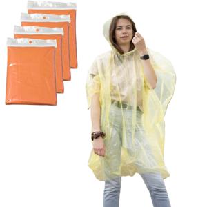 Regenponcho - 6x - oranje transparant - wegwerp - voor volwassenen - one size fitts all - capuchon