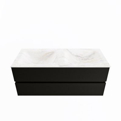 MONDIAZ VICA-DLUX 120cm badmeubel onderkast Urban 2 lades. Inbouw wastafel CLOUD dubbel 2 kraangaten, kleur Ostra.