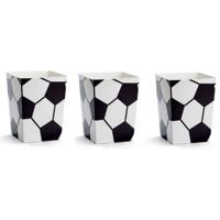 Popcorn bakjes in voetbal thema print - 6x stuks - 12 x 7 cm - Popcornbakjes/chipsbakjes