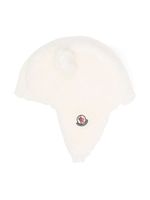 Moncler Enfant chapeau en coton à patch logo - Blanc