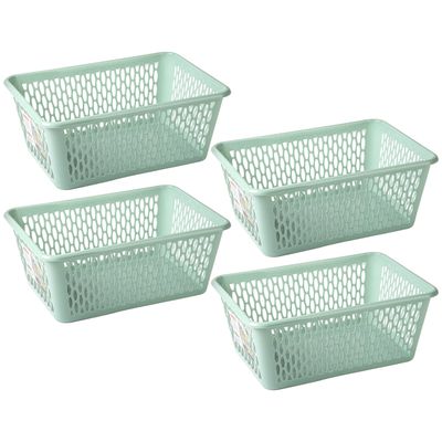 Opbergmand/kastmandje - 4x stuks - 6,5 liter - mintgroen - kunststof - 20 x 30 x 11 cm